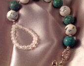 Chrysocolla, Tree Agate and White Quartz Gratitude Meditation Beads