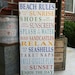 Beach Rules Vintage Style Typography Word Art Sign in Rainbow Colors