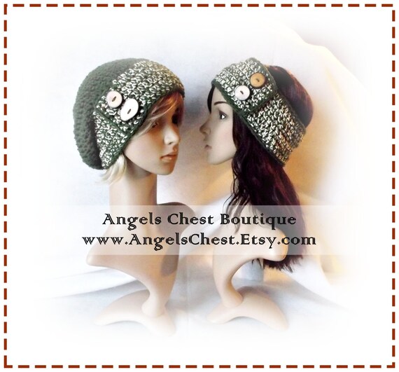 SLOUCHY Hat and Ear Warmers Headband Crochet Pattern Size Preteen to Adult Boutique Design - No. 45 by AngelsChest