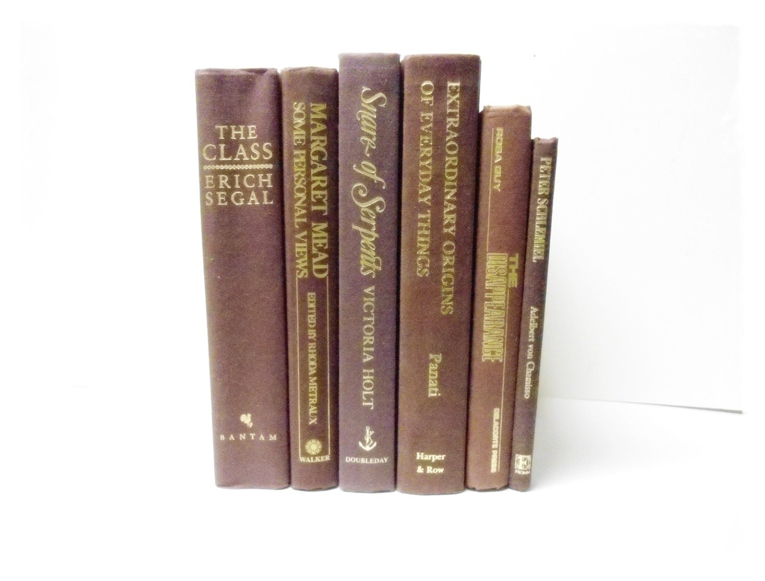 6 BURGUNDY Red Brown BOOKS Collection  - Group - Instant Photography Decor Prop - Fiction Decor