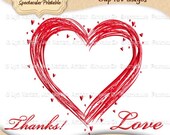 Wedding, Invitation, Heart Clipart, Red heart digital stamp, Printable file, Word art, Sentiments - Instant Download CA8010-SH
