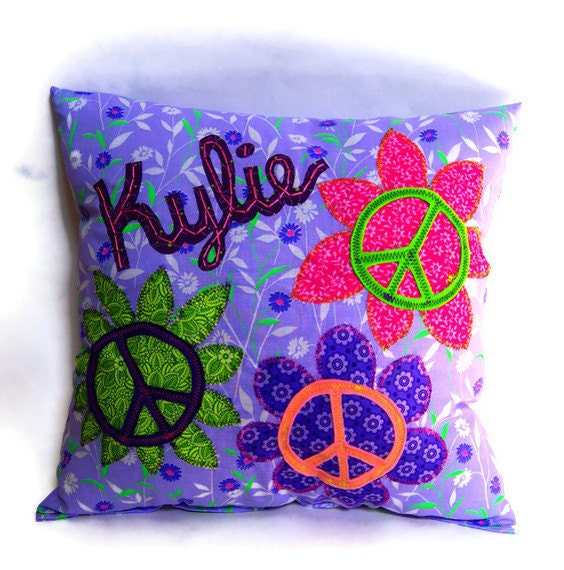 Peace Sign Cushion - 16 x 16 Personalized Throw Accent Pillow, Custom Made to Match Any Decor, You Choose the Colors - One Square Pillow