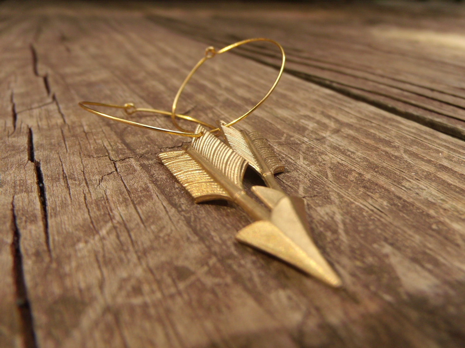 Brass Arrow Hoop Earrings