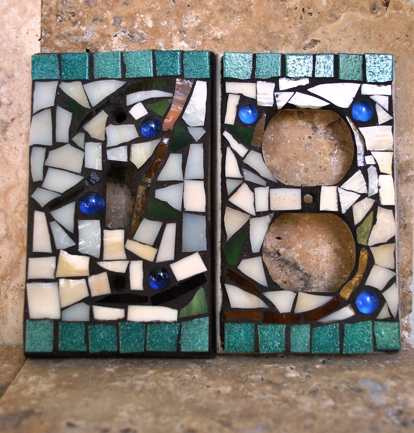 Mosaic Switchplate Covers Olive Branch - for Apartment Dwellers & Dorms