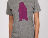 Be The Bear Printed Fuchsia Unisex Eco-Heather Tshirt Tee Shirt Eco Grey