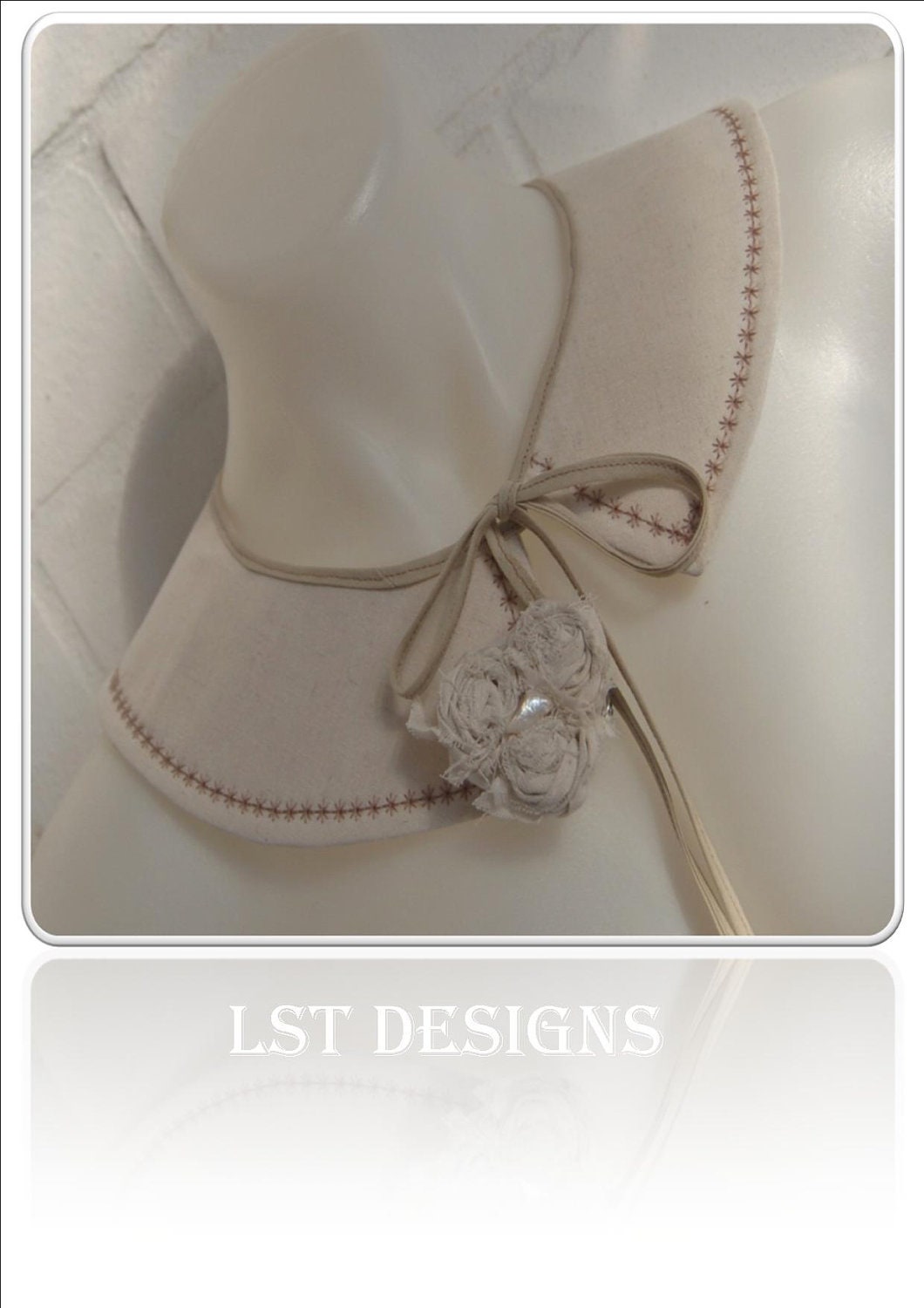 Shabby Calico Cream Peter Pan Collar with matching detachable brooch