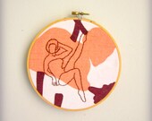embroidery hoop art LUSCIOUS LEGS original hand drawn pin up girl art - vintage inspired embroidery art