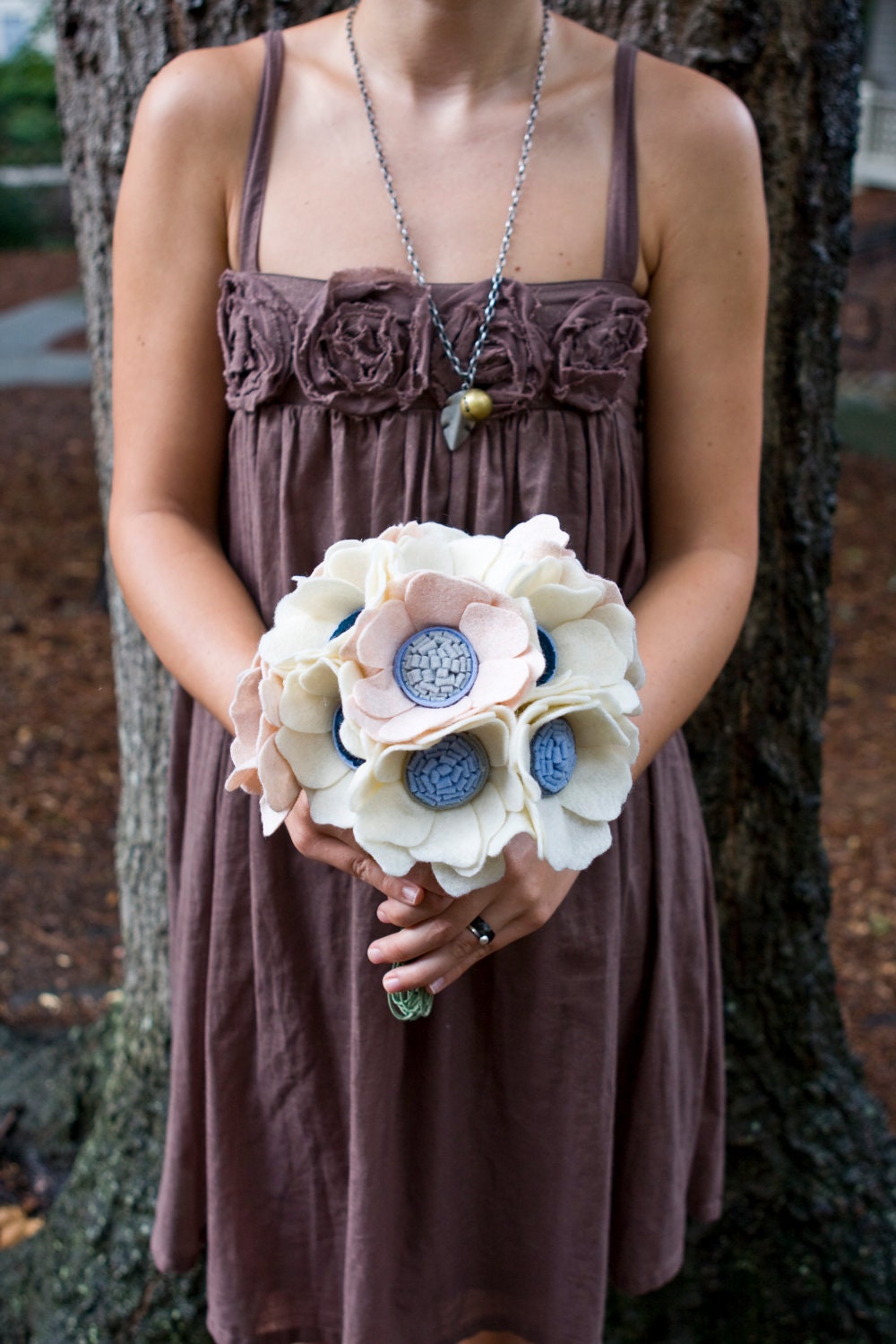 The Little Heather Wedding Bouquet - Felt Flower - Custom - Made to order - Beach Wedding-