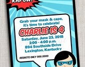 Boys Superhero Birthday Party Printable Invitation - Superhero, Cape, Mask Il_170x135