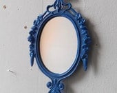 Oval Mirror in Small Vintage Periwinkle Blue Frame