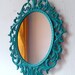 Fairy Princess Mirror - Ornate Vintage Frame in Bright Turquoise - 13 by 10 inches