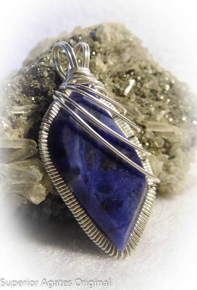 Sodalite Gem Stone Wire Wrapped Pendant