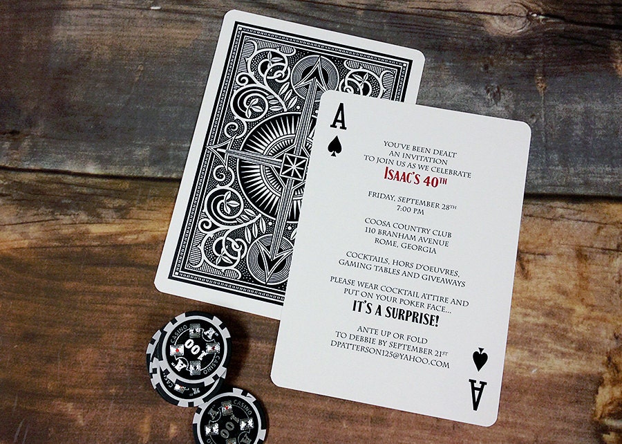 Poker Playing Card Shower, Party or Tournament Invitation Deposit