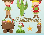 Cowboy Christmas Cute Digital Christmas Clipart for Card Design, Scrapbooking, and Web Design Il_170x135