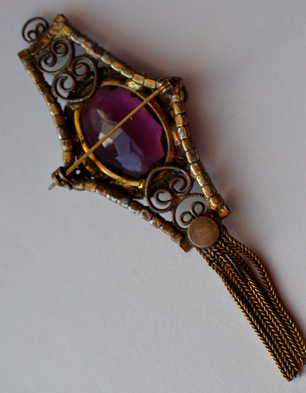 Antique Victorian Brooch. Amethyst Purple