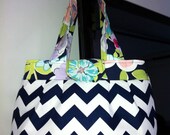 Blue Floral Chevron Purse