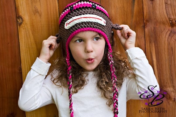 Little Girl Pink Monkey - Adorable Photo Prop - Available in 6 sizes