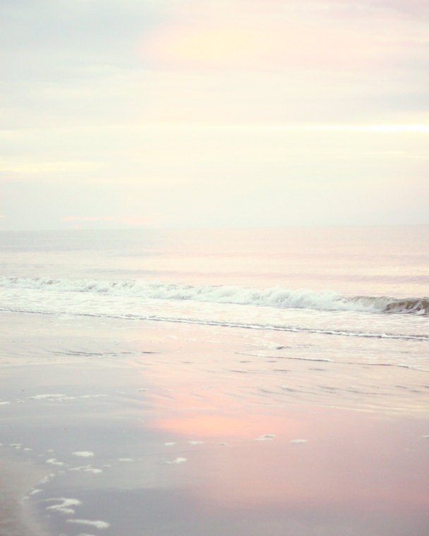 Ocean photography coastal decor beach photo pink grey blue shabby chic beach decor fine art 8x10