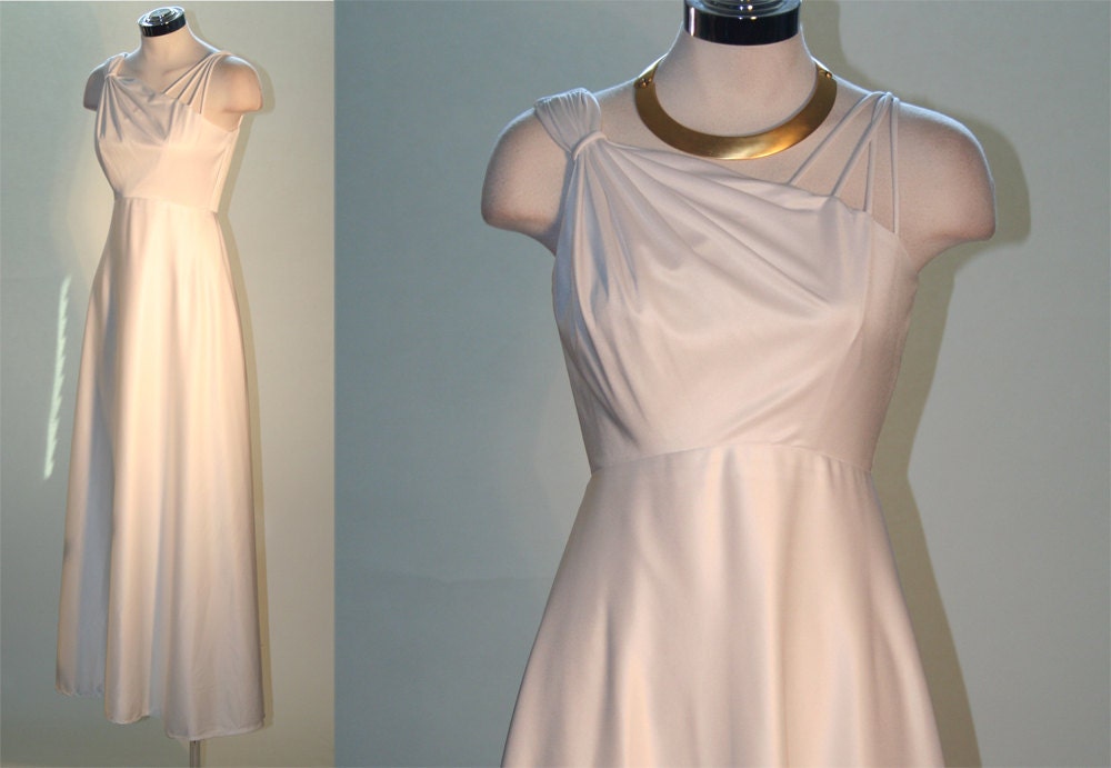 Vintage 70's White Grecian Goddess Maxi Wedding Dress