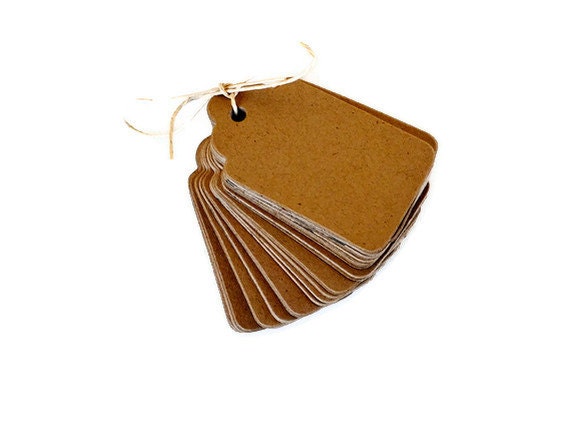 Kraft Tags  50 Blank Mini Tags  Price Tags  Die Cuts   Blank Gift Tags  Set of 50   Approx.Size: 2" x 1.25"
