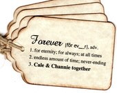 50 Wedding Wish Tags / Wedding Tags / Favor Tags / Forever Definition / Escort Tags / Place Cards / Hang Tags / Vintage For Wishing Tree
