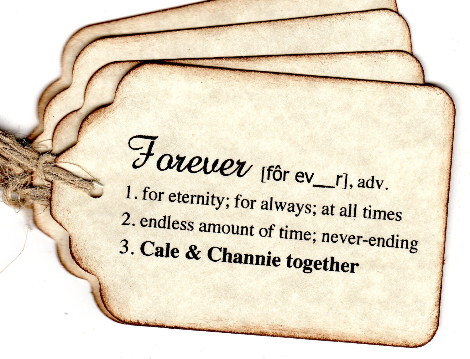Custom Listing For Teagan - 100 Wedding Favor Tags / 50 Forever Definition AND 50 Love Definition / Hang Tags / Vintage Style