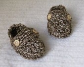 Crochet Baby Loafer Booties - 0 to 3 Months - Brown Marble