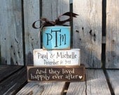Personalized Established Name Family Monogram Block Set sign wood block set christmas wedding anniverysary birthday gift