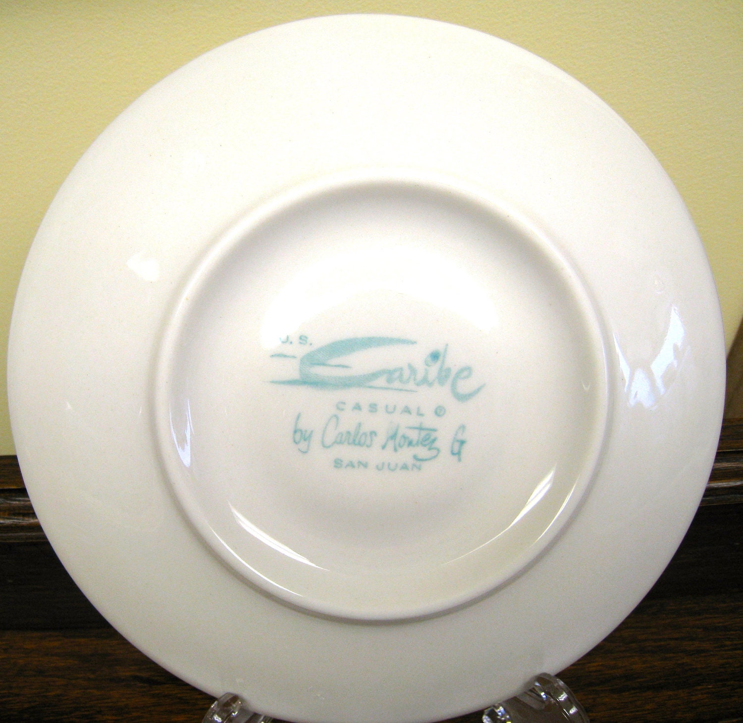 Tea Cup Turquoise Blue on White Caribe by Carlos Montez Vintage Retro