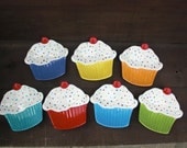 Bright Cupcake Ceramic Dessert Plate or Trinket Dish - Polka Dot Sprinkles - Pick Your Color