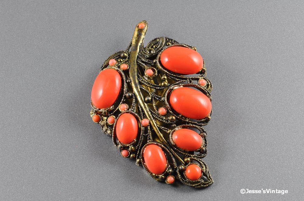 Art Deco Dress Clip New England Glass Works Coral