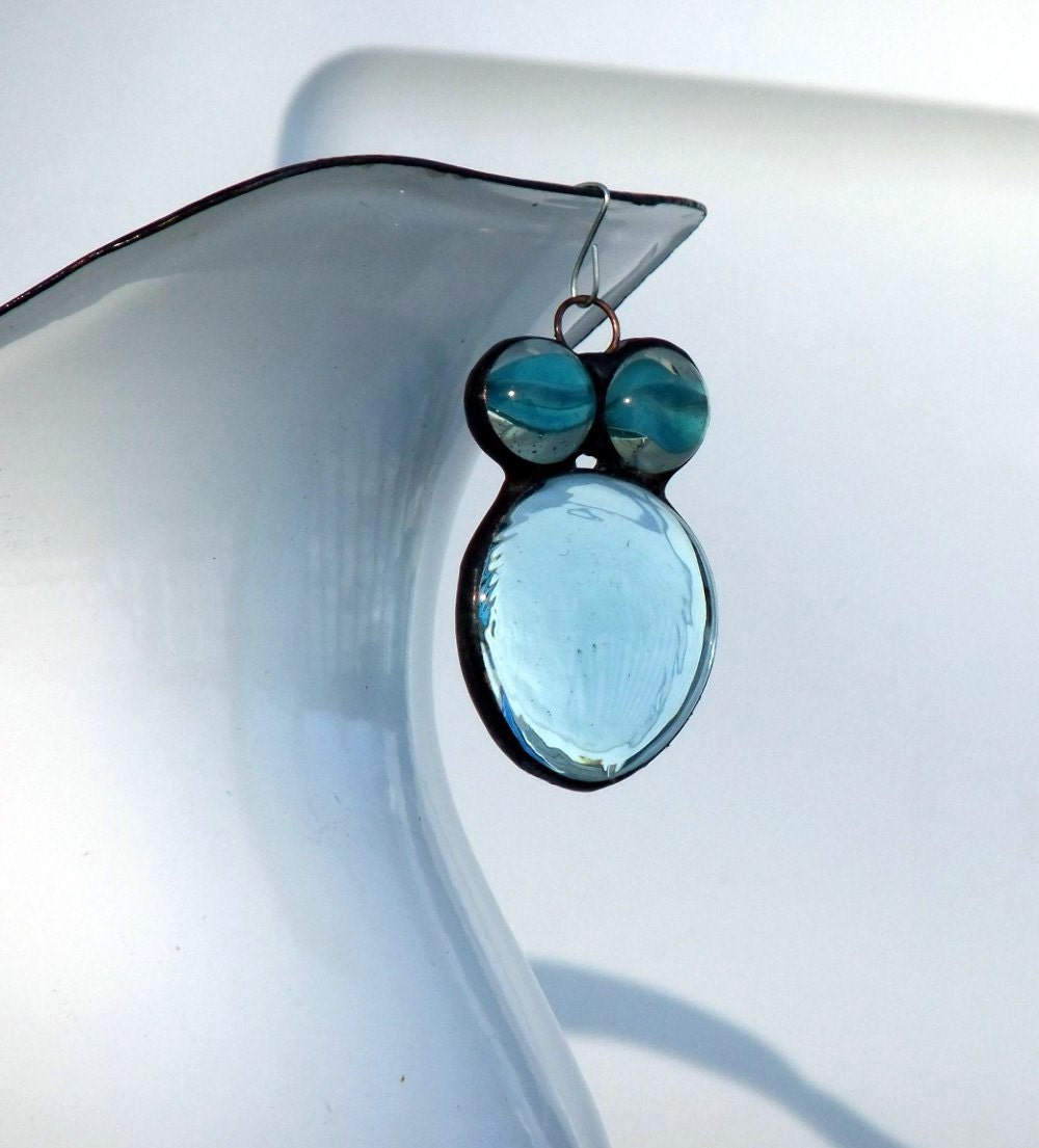 Turquoise Gem Bug Glass Nugget Ornament with Cateyes