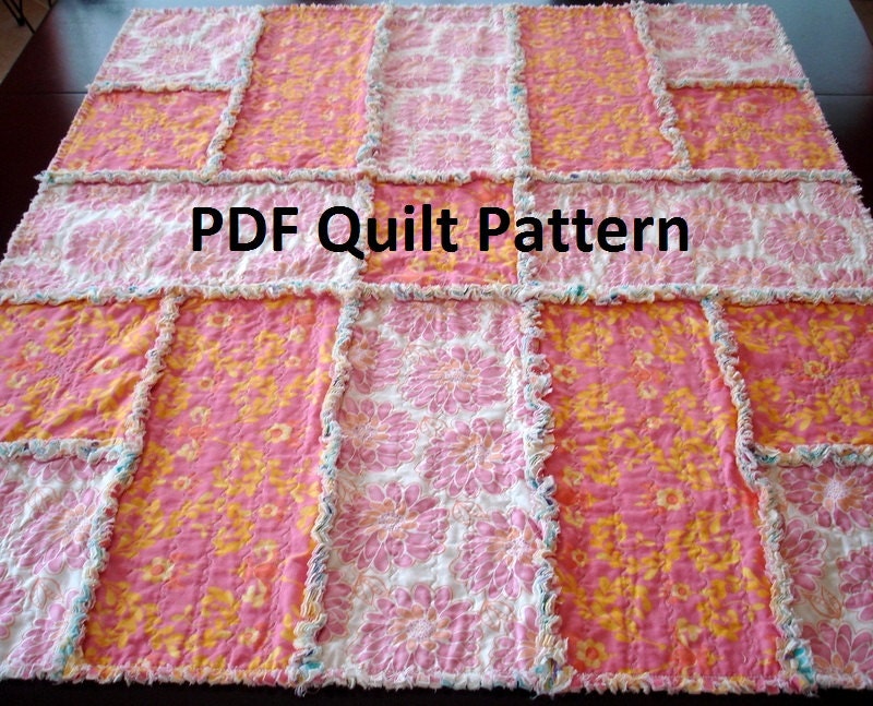 PDF Rag Quilt Pattern - Simple Reverse Rag Quilt - easy instructions with pictures tutorial