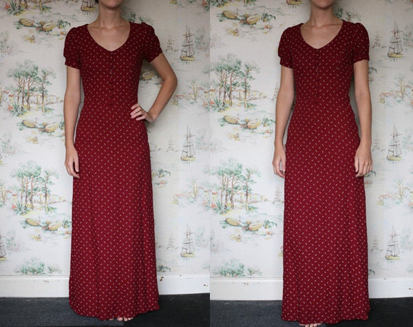 sale // 1940s maroon long dress - small