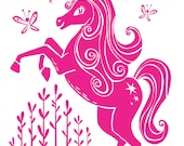 Kids Wall Decals - Unicorn Butterfly Fantasy - Vinyl Decal Nursery Wall Art - Personalized Color Choice