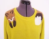 Reserved Listing for 'julyinizan', Wrapped Raccoon Crop Sweater in Sunflower Yellow