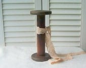 Vintage Wood Textile Spool French Farmhouse Wood Spool Factory Spool Wooden Spool