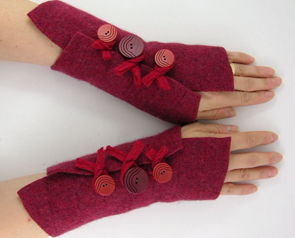 fingerless gloves arm warmers fingerless mittens arm cuffs eco friendly wine burgundy recycled wool curationnation