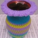 Hand Crocheted Table Light Cotton Scalloped Edged with Recycled Glass Vase for Porch