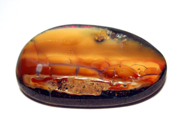 Boulder Opal Cabochon RARE Color Australian  -  Oval Opal With Intense Sunset Coloring