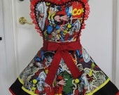 Marvel Comics Double Full of Flounce Sexy Pin Up Apron with a hint of Red-Ready to Ship