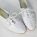 Vintage Woven White Leather ANTINOS Flats /// Size 9 Oxford Style Lace-Up Shoes
