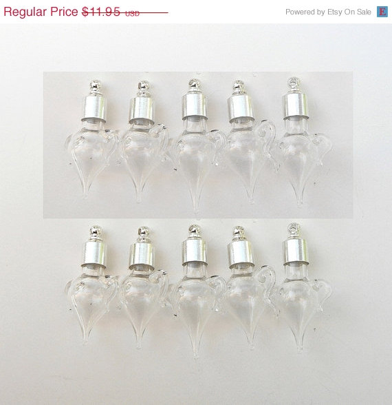 10% OFF 10 Vials SMALL ROMAN screw caps (mini/ vial/ pendants/ glass/ charms/ bottles)