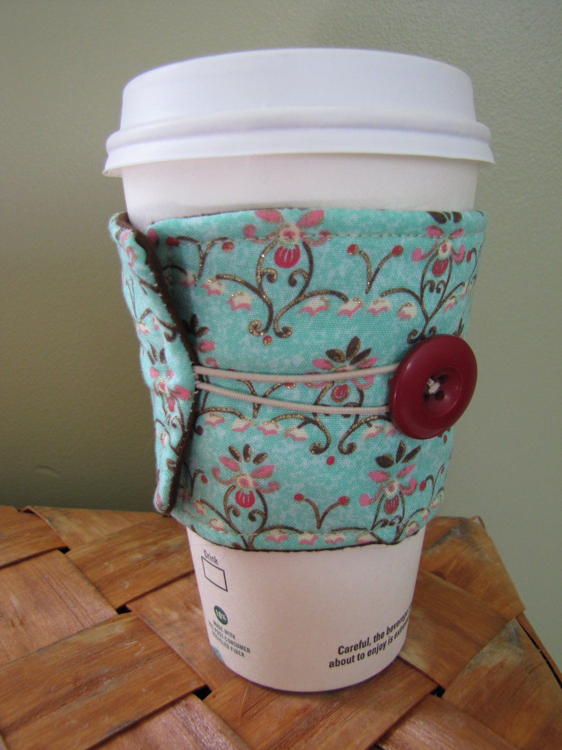Blue Floral Coffee Sleeve Cup Cozy