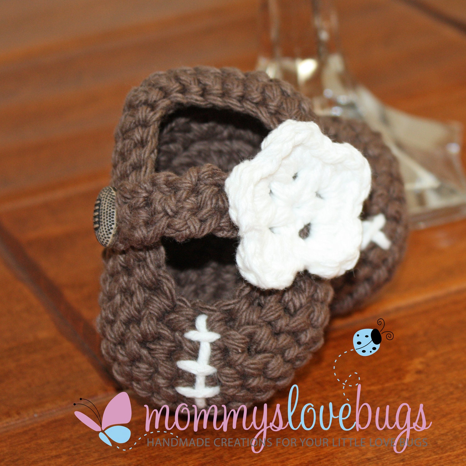 Football Crochet Booties - For a Girl or a Boy - Newborn through 24 Months