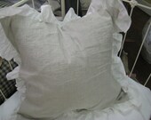 2 Ruffled Washed Linen Euro Shams- One Pair of Ruffled Pillow Covers