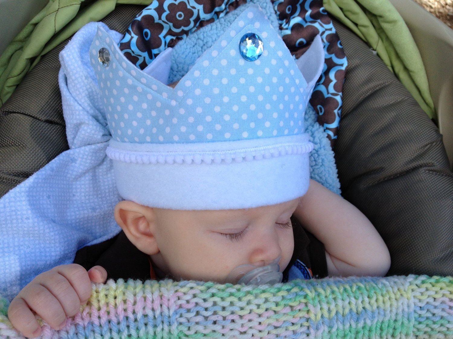 Blue and White Polka Dot Boy Crown - Birthday Crown - Party Hat - Photo Prop - Birthday Hat - Dress Up