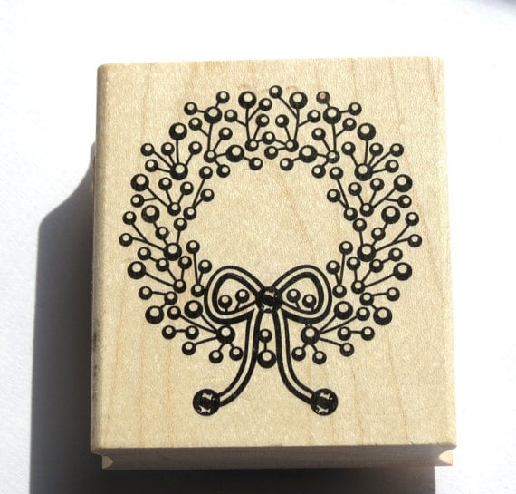 Holly Wreath Rubber Stamp from Inkadinkado  // Brand New