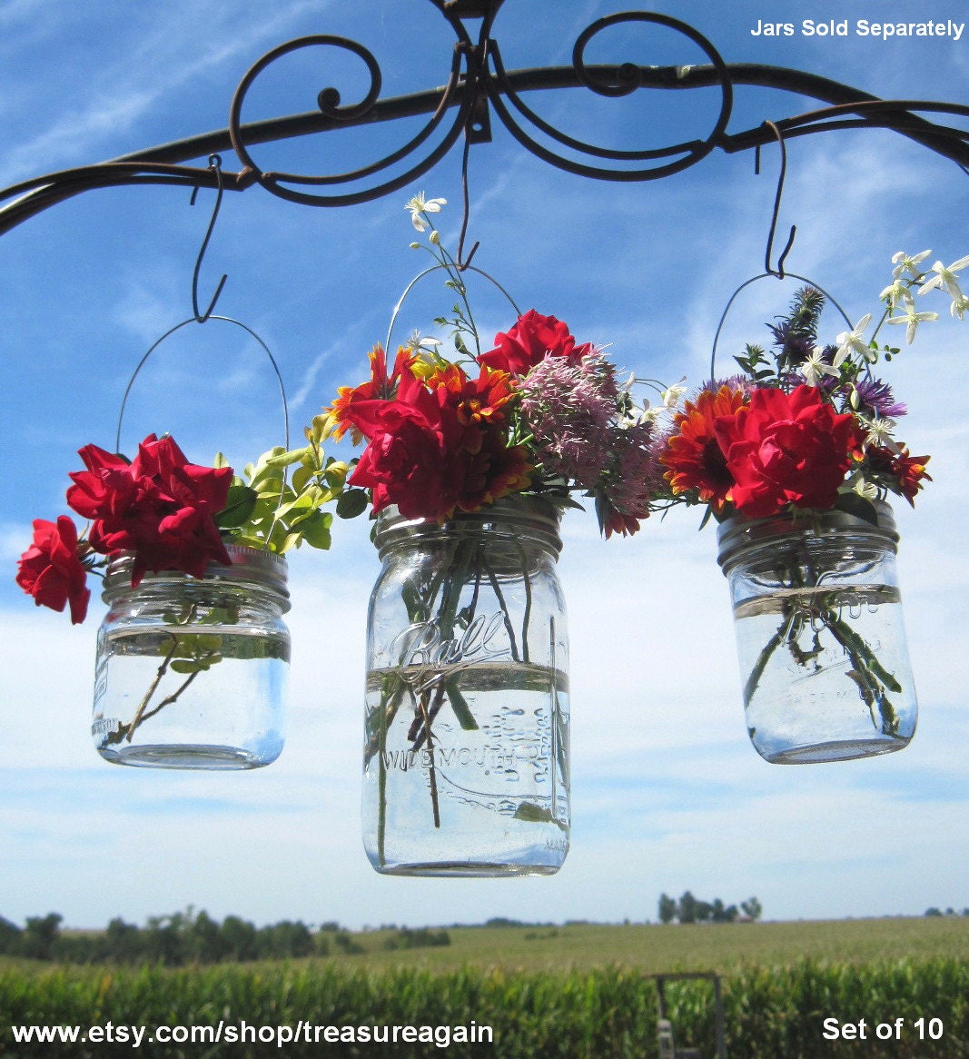 10 DIY Vase Hangers Wide Mouth Mason Jar Wedding Flower Frog LIDS, Ball Canning Jar Flower Vase Lids Only