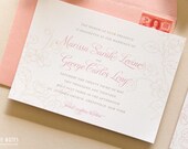 Delicate Floral Pink and Ivory Invitations -- Garden Blossom -- Wedding Invitation Sample Set